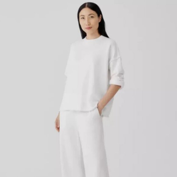 NWT EILEEN FISHER ORGANIC COTTON FRENCH TERRY BOX TOP_WHITE_XL_$148 - Picture 1 of 4